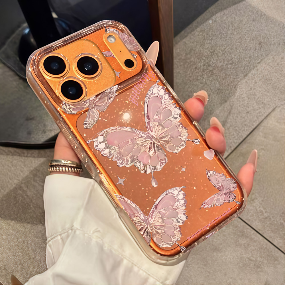 Pink Butterfly Clear Glitter P - Clear Shockproof Bumper Case review and price